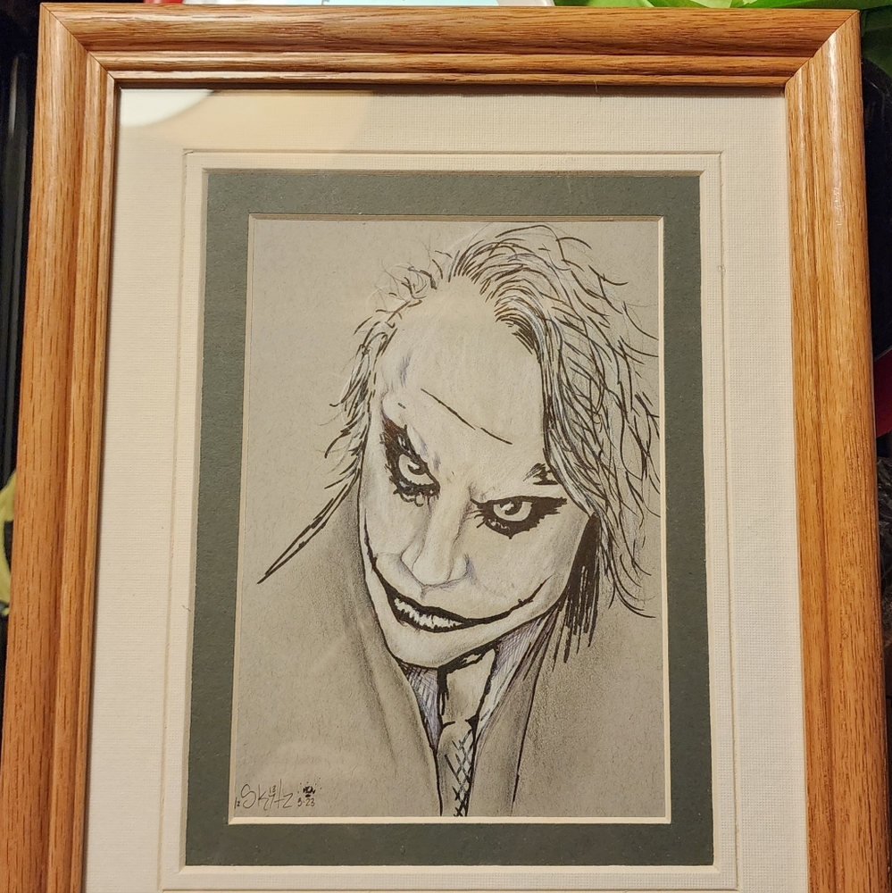 Original heath ledger joker framed drawin